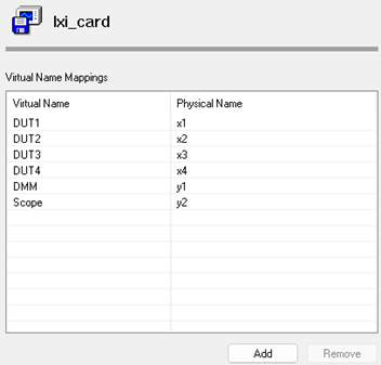 lxi card virtual names tab