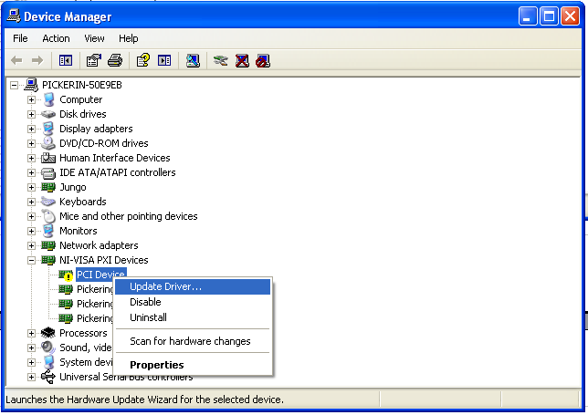 Screenshot of updating driver in Device Manager