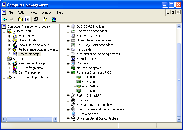 Screenshot of Device Manager with cards showing correctly