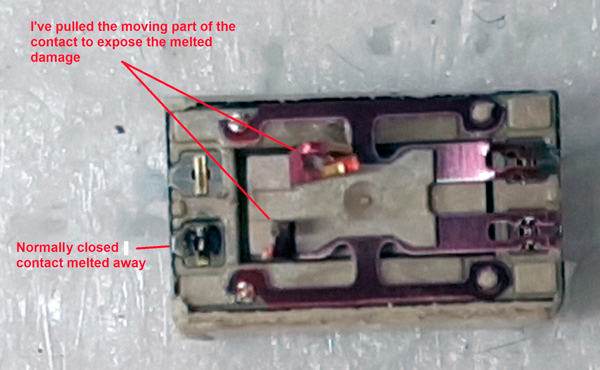 Example of a melted relay