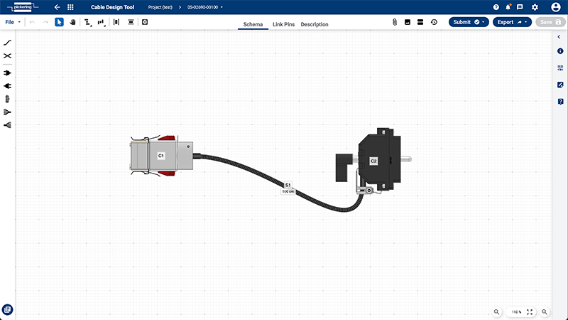 Sample cable assembly designed with Cable Design Tool