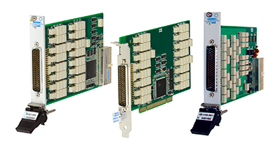 Pickering's Ethernet switching modules: 40-201 PXI fault insertion, 50-201 PCI fault insertion, and the 40-736 PXI multiplexer.